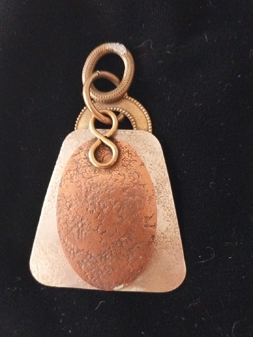 Vtg Marjorie Baer San Francisco Signed Mixed Metal Statement Pendant